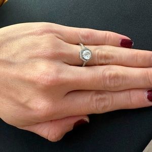 1.50Ct Round Cut Simulated Diamond Hexagon Ring 925 Sterling Silver Size 5.5